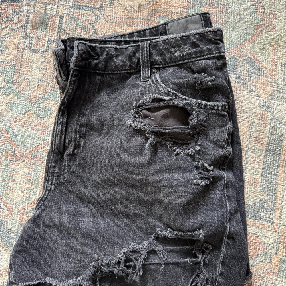 American Eagle Outfitters Black Distressed Jean Shorts